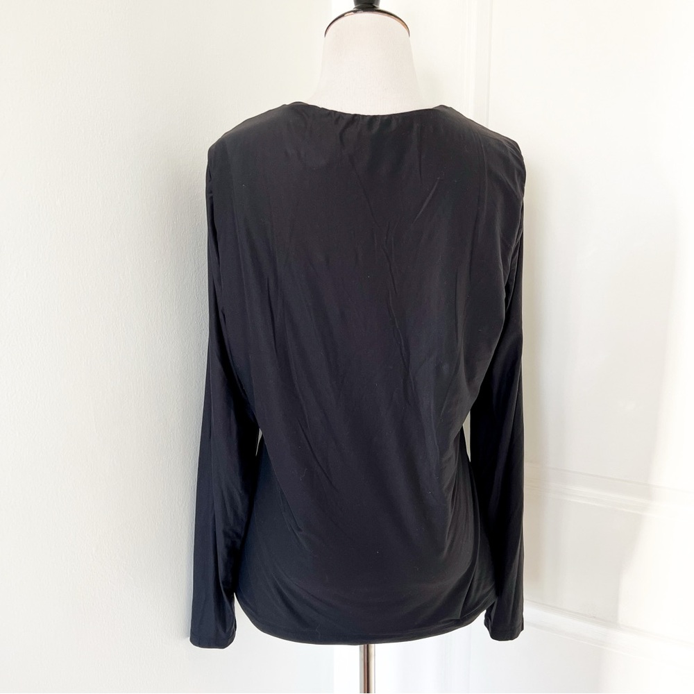 Abercrombie & Fitch Double Layered Square Neck Black Long Sleeve Top - Xl - Picture 3 of 4